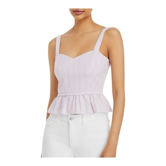 Aqua Exposed Back Zipper Ruffled Peplum Top in Lavender NWT - Picture 1 of 6